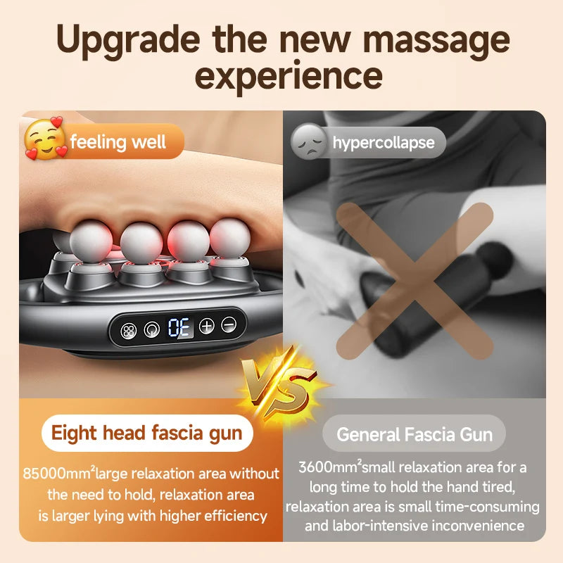 High Quality Electric Professional Body Vibration Deep Tissue Massage Gun Best Budget Fascia Muscle Gun with 8 Heads