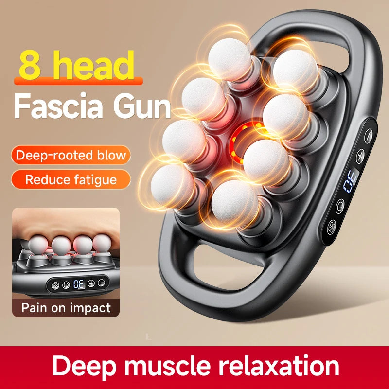 High Quality Electric Professional Body Vibration Deep Tissue Massage Gun Best Budget Fascia Muscle Gun with 8 Heads