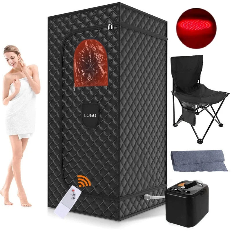 Portable Infrared Steam Box with 660nm Red Light Therapy Lamp and 3.0L 1000W Steamer for Home Relaxation Sauna