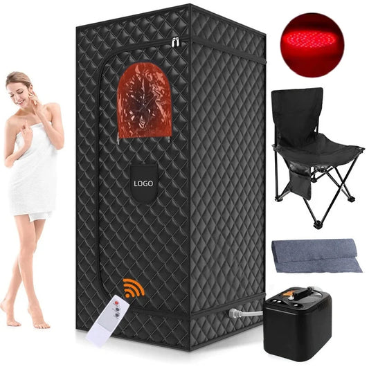 Portable Infrared Steam Box with 660nm Red Light Therapy Lamp and 3.0L 1000W Steamer for Home Relaxation Sauna